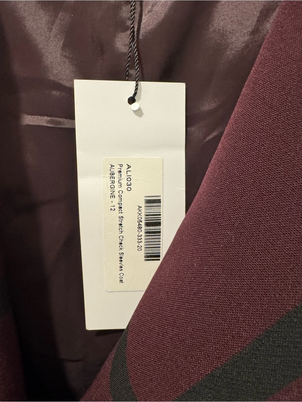 NWT Karen Millen Premium Compact Stretch Check Sleeveless Coat Size US 8/UK 12 - Picture 5 of 7